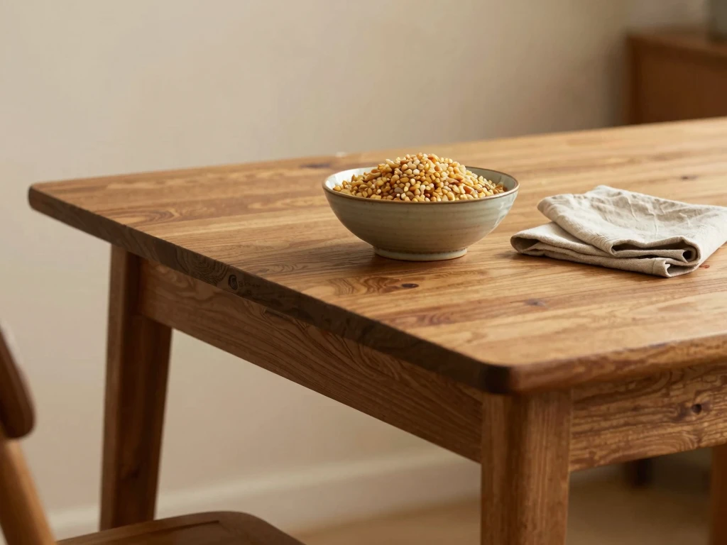 Stiliseret bord og varme toner